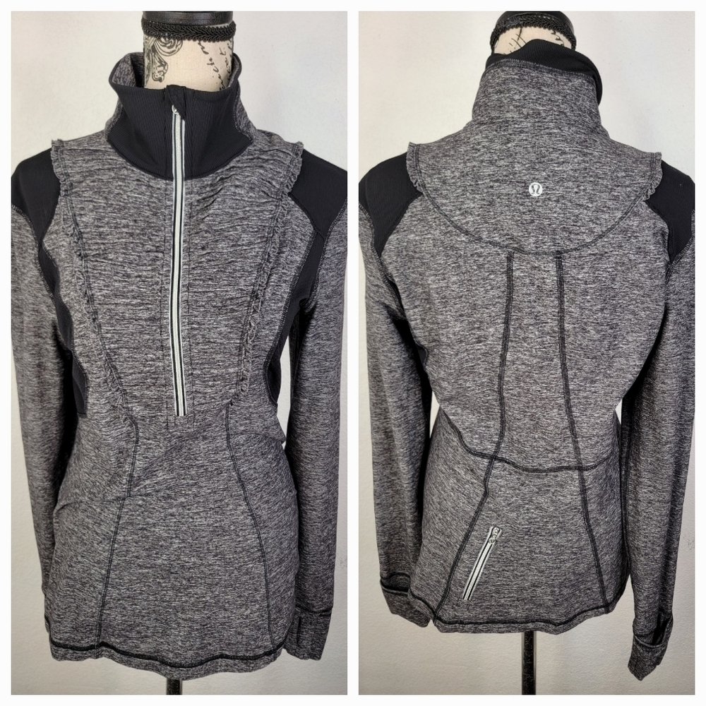 Lululemon Run Your Heart Out Pullover Sz 8 Sweatshirt Thumbholes 1/2 Zip